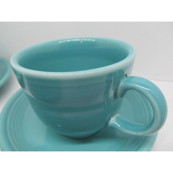 Homer Laughlin Fiesta Green Set Of 3 Cups And 3 Saucers - Picture 2 of 6